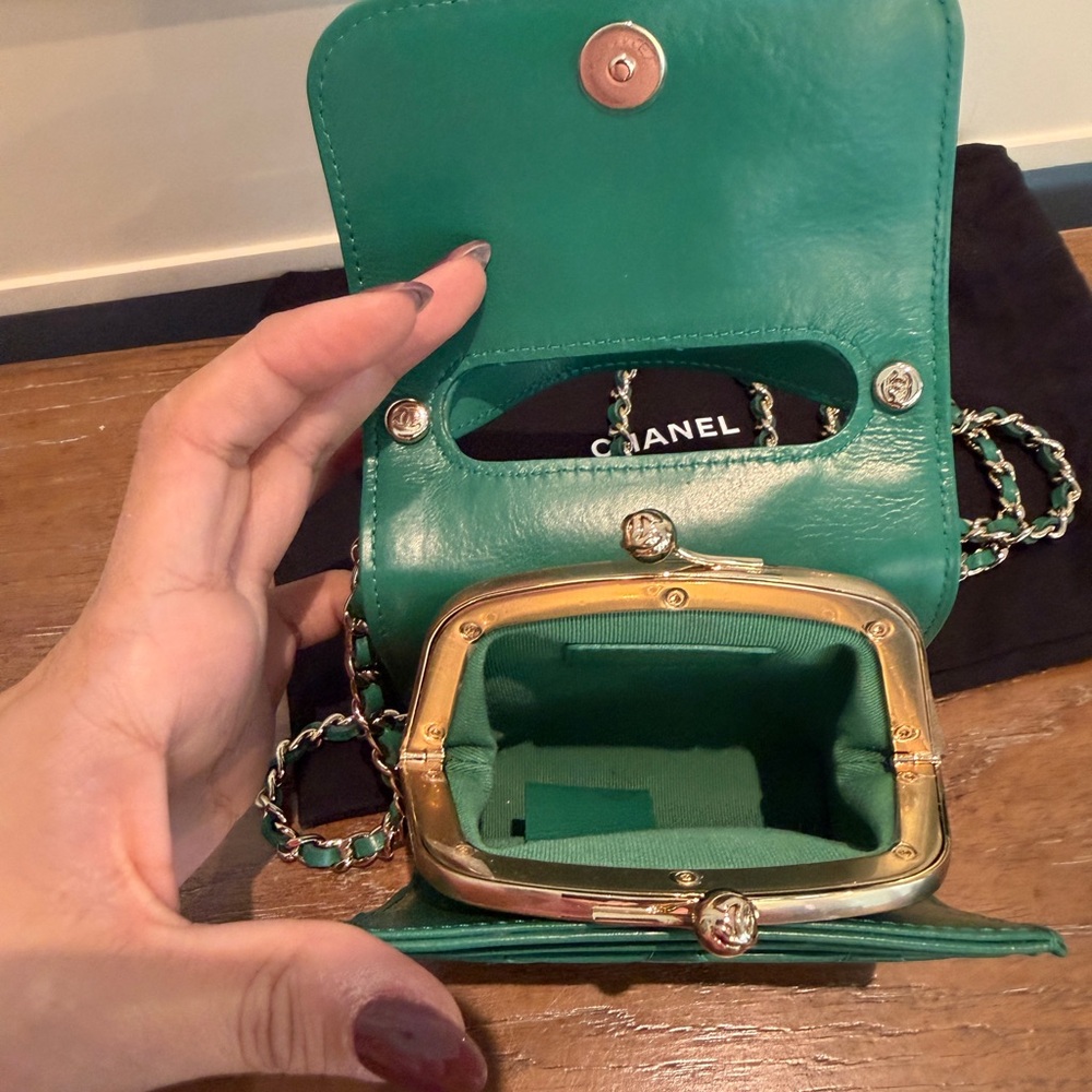 Chanel Teal Quilted Mini Bag - Picture 4 of 4